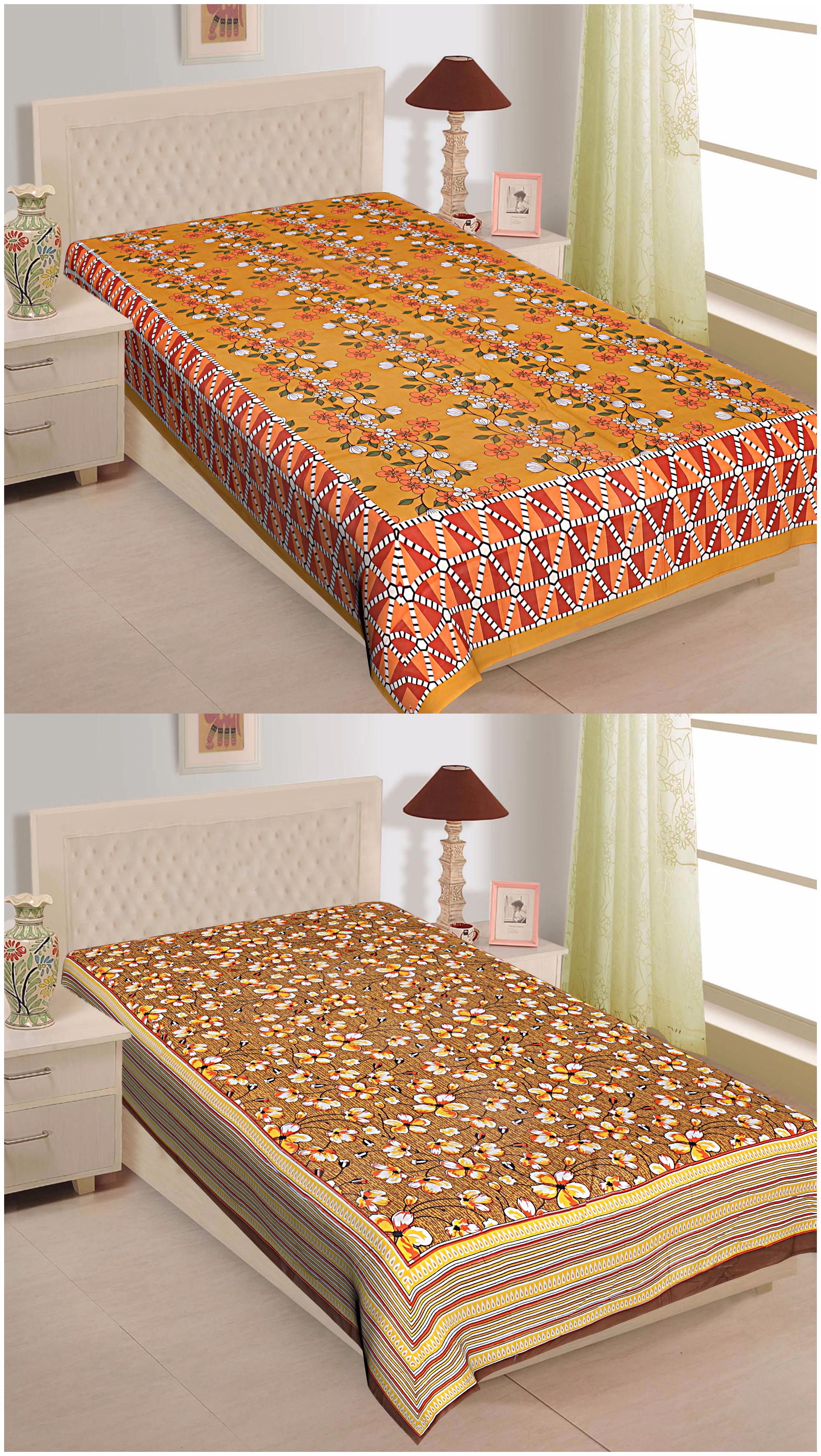 

TEXSTYLERS Cotton Floral Single Size Bedsheet 144 TC ( 2 Bedsheet Without Pillow Covers Multi )