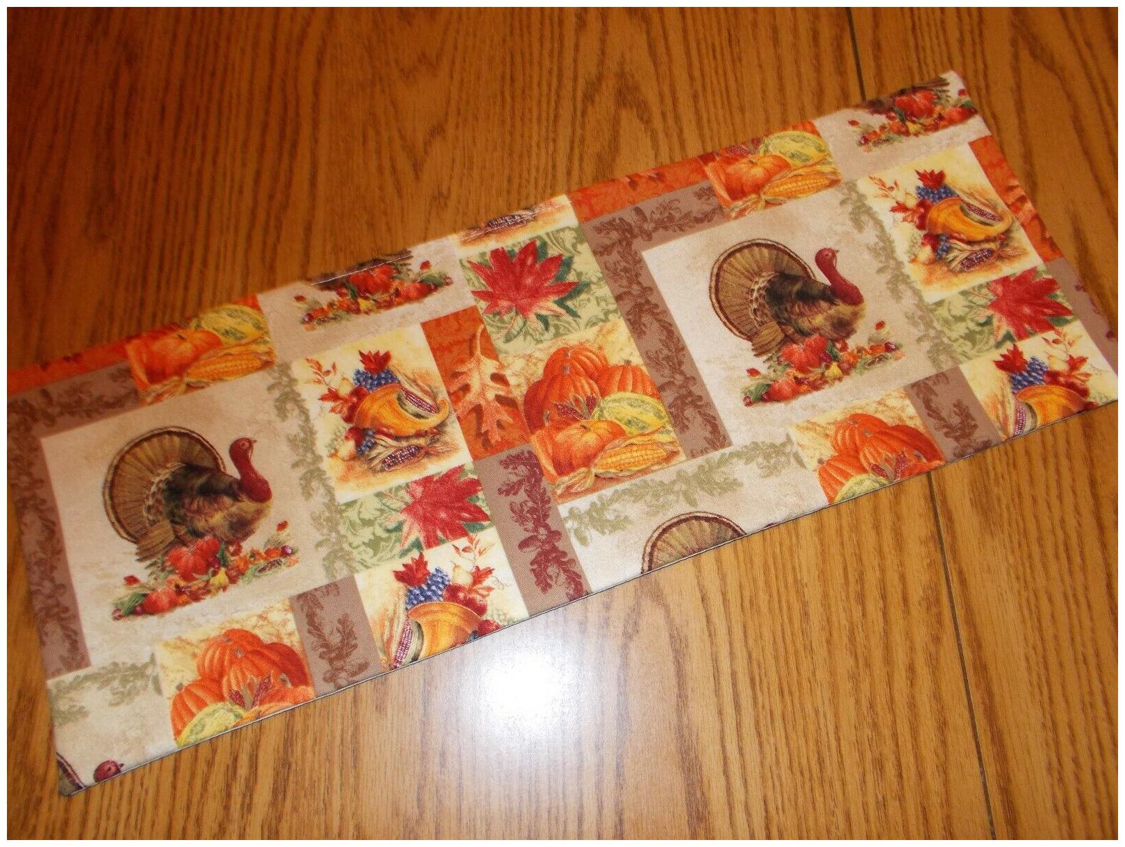 

Thanksgiving turkey block decor MINI table runner Toilet Tank Topper pumpkin