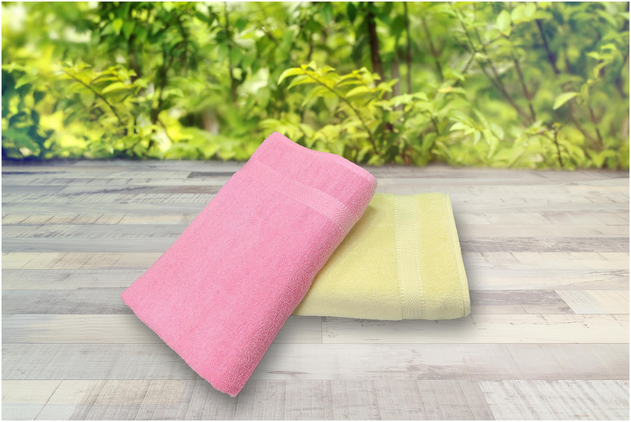 

THARUNSHA ELITE 500 GSM Cotton Bath towel ( 2 pieces Yellow Pink )