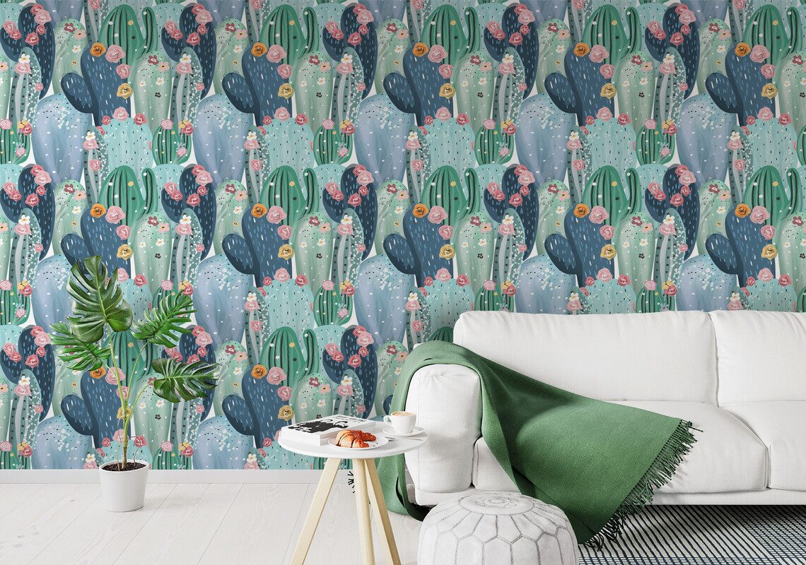 

The Inspire Decor Peel and Stick Wallpaper Removable Wallpaper Self Adhesive Repeat Pattern Wallpaper Vintage Cauctuses Wallpaper