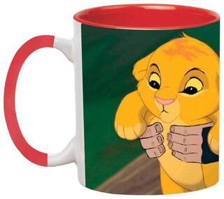 The Lion King Rafiki Coffee Mug - Birthday Gift for Kids Ceramic Black Mug by Ashvah-Mug-1735-Red
