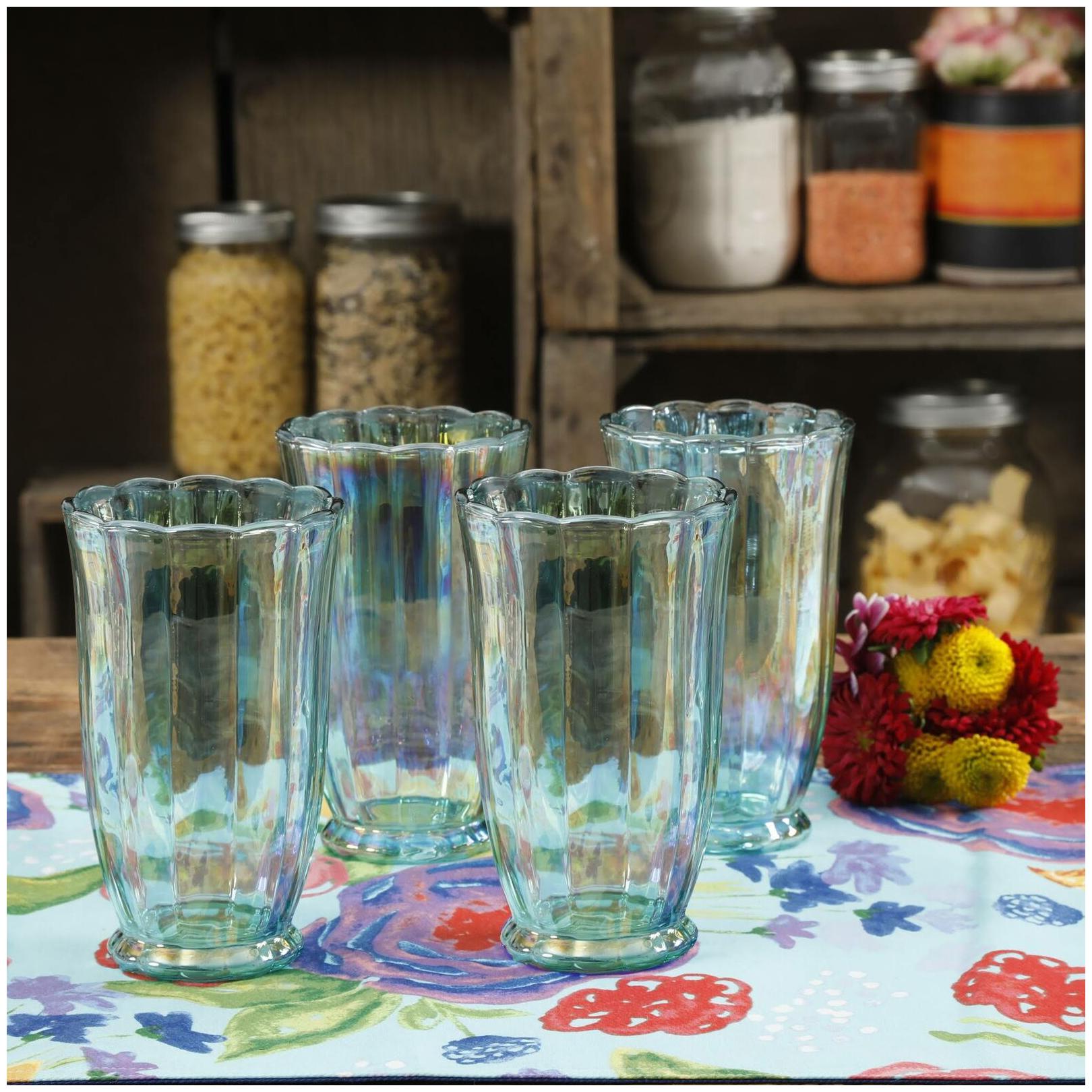 

The Pioneer Woman Luster Glaze 15oz Green Pearlized Tumbler Set of 4