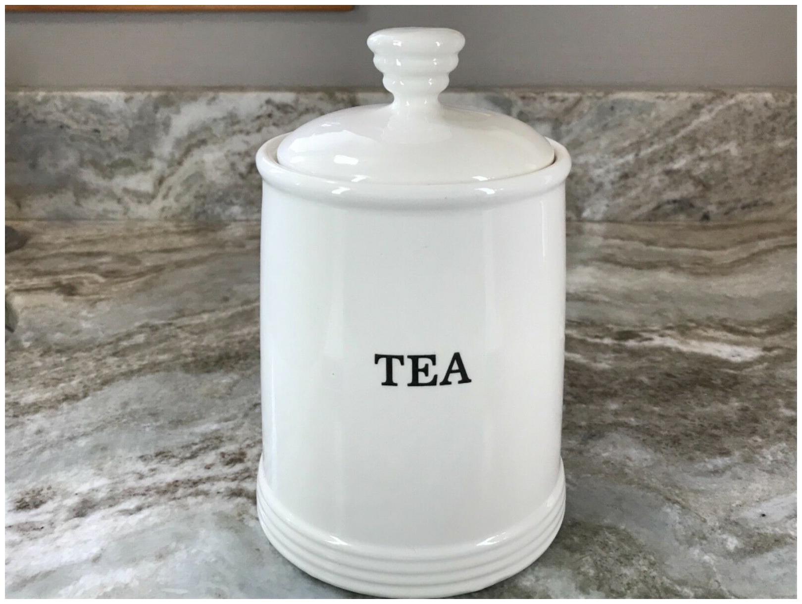 

THL Sugar Or Tea Canister White With Black Letters You Choose New