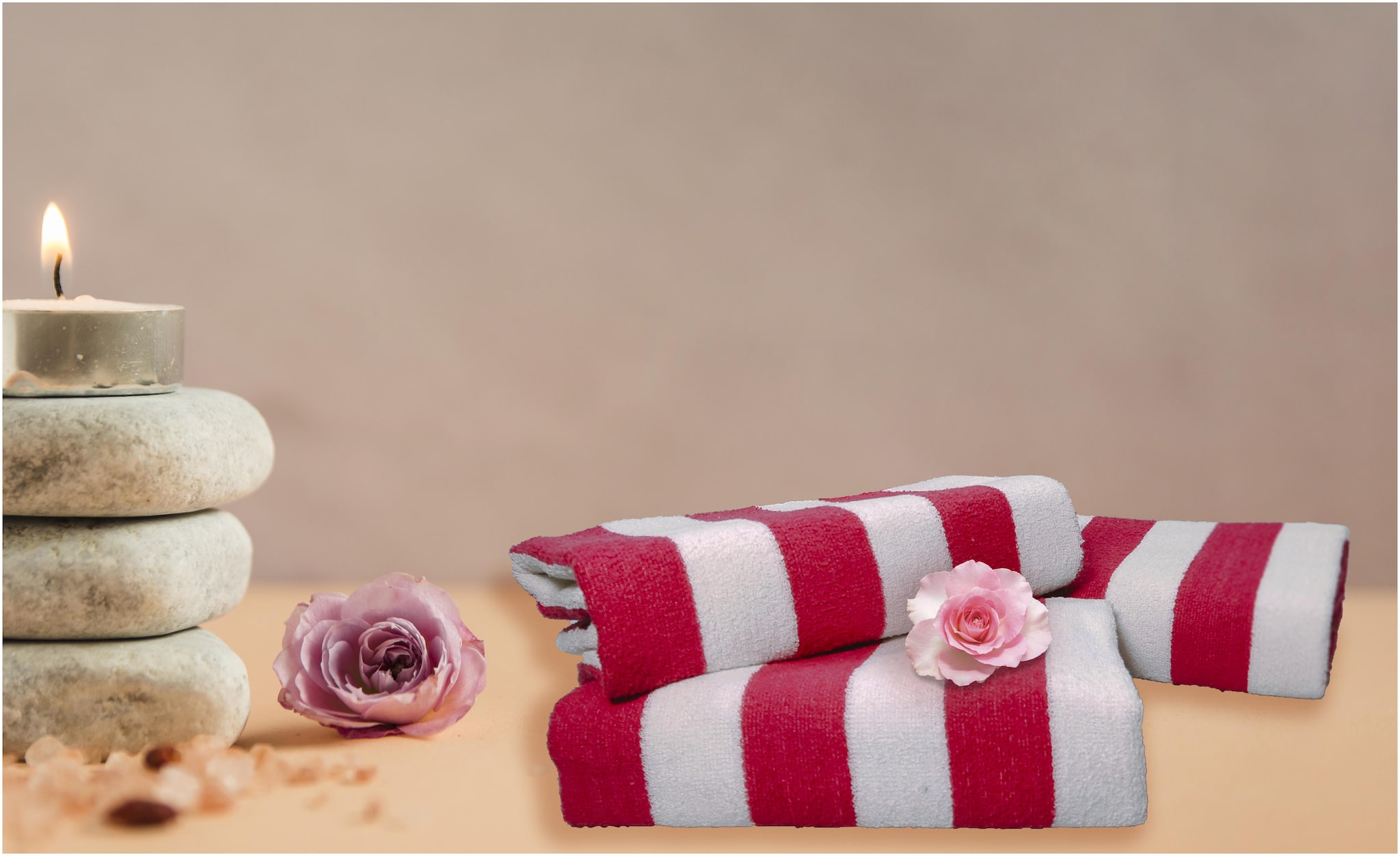 

THARUNSHA ELITE 500 GSM Cotton Bath towel ( 3 pieces Red White )