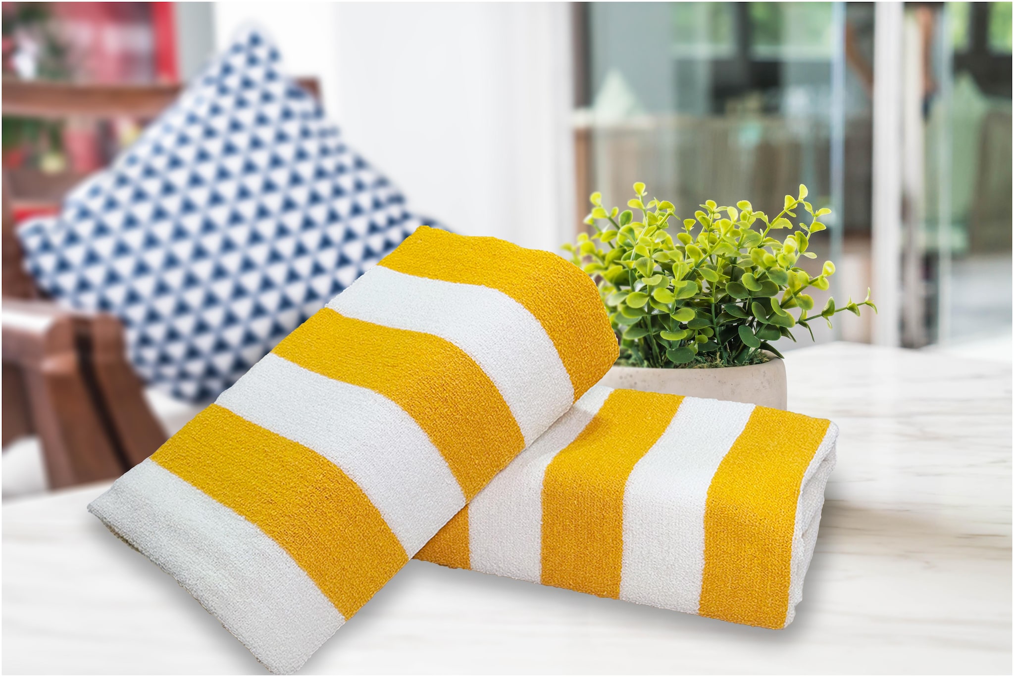 

THARUNSHA ELITE 500 GSM Cotton Bath towel ( 2 pieces Yellow White )