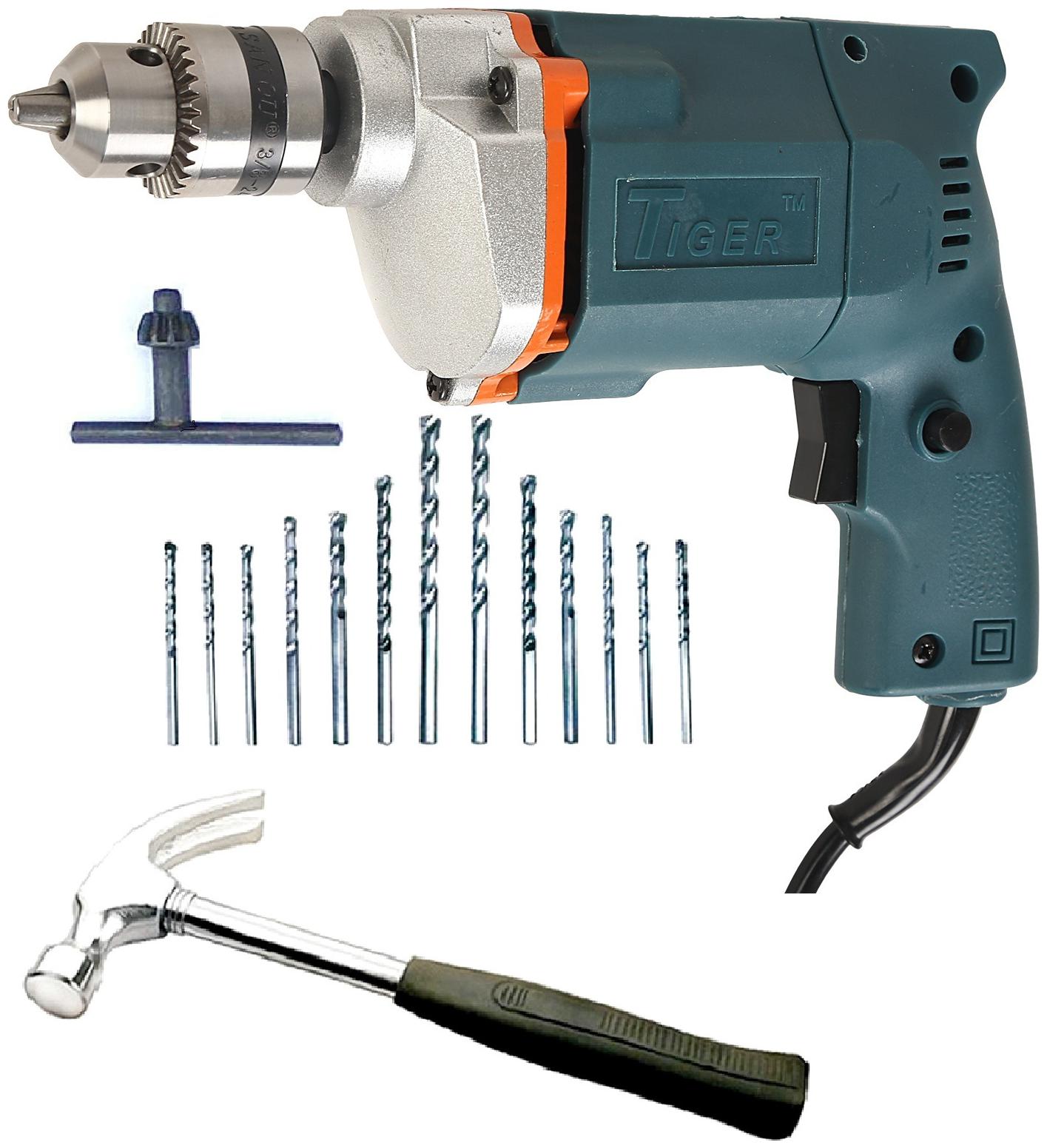 

Tiger 10 mm Electric drill Machine with hammer 13 HSS Bits