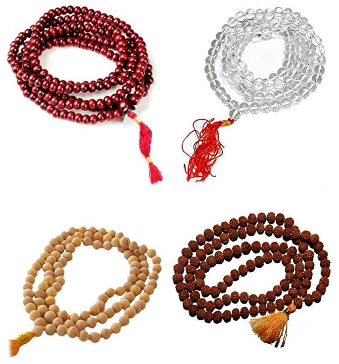 

Timeshopee Rudraksha Chandan Scented Sphatik Jaap Mala Goodluck Set of 4