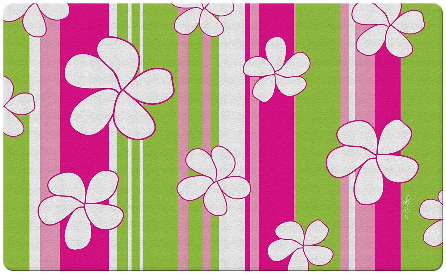 

Toland Home Garden Flowers Stripes Welcome Mat 18 x 30 Recycled-USA Produced