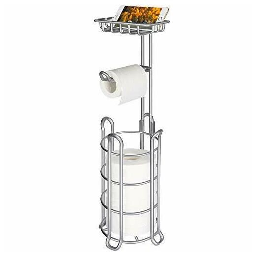 

TomCare Toilet Paper Holder Toilet Paper Stand with 4 Raised Feet (Silver)