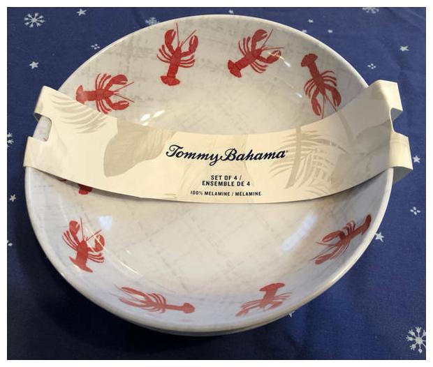 

Tommy Bahama Set of 4 Bowls Lobster Motif NEW Melamine 7 1 2