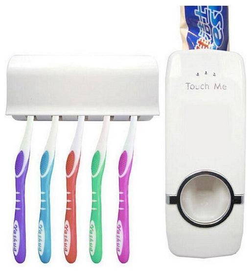 

TOOTHPASTE DISPENSER AND BRUSH HOLDER(WHITE)