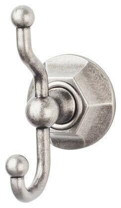 

Top Knobs ED2B Pewter Edwardian Bath Double Robe Hook Hex Backplate