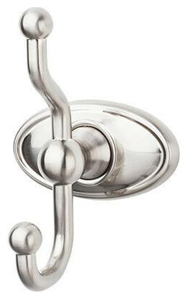 

Top Knobs ED2C Nickel Edwardian Bath Double Robe Hook Oval Backplate