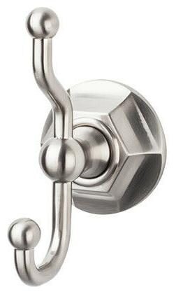 

Top Knobs ED2B Nickel Edwardian Bath Double Robe Hook Hex Backplate