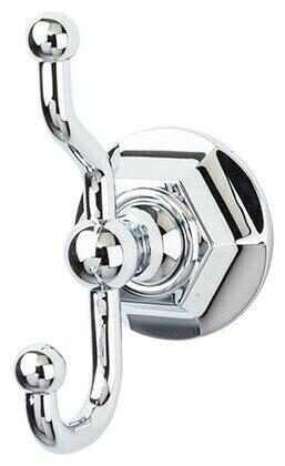 

Top Knobs ED2B Chrome Edwardian Bath Double Robe Hook Hex Backplate