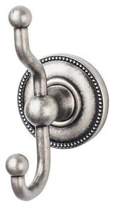 

Top Knobs ED2A Pewter Edwardian Bath Double Robe Hook Beaded Backplate