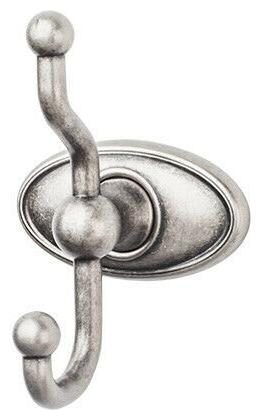 

Top Knobs ED2C Pewter Edwardian Bath Double Robe Hook Oval Backplate