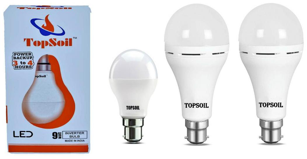 

Topsoil Rechargeable Inverter Emergency Led Bulb Pack Of Two Inverter Led Bulb And One Normal 9 Watt Led Bulb