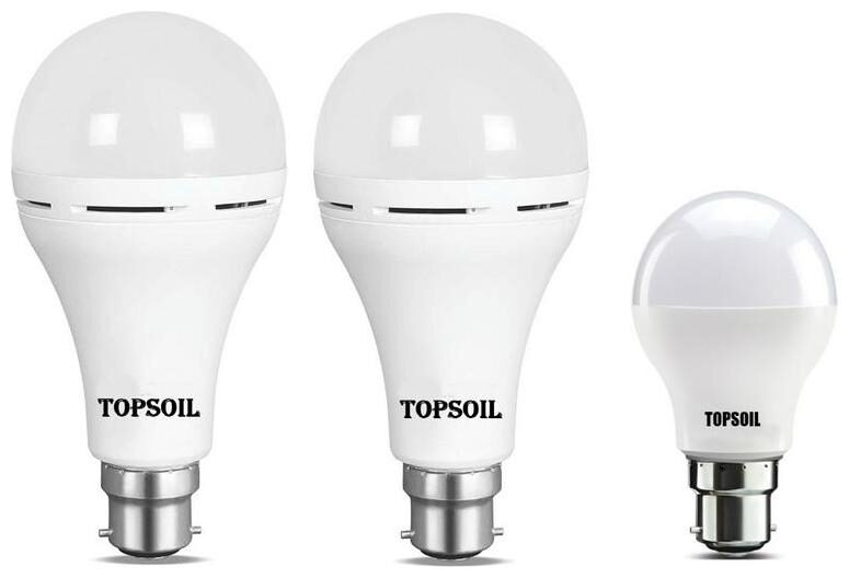 

Topsoil Rechargeable Inverter Emergency Led Bulb Pack Of Two Inverter Led Bulb And One Normal 9 Watt Led Bulb