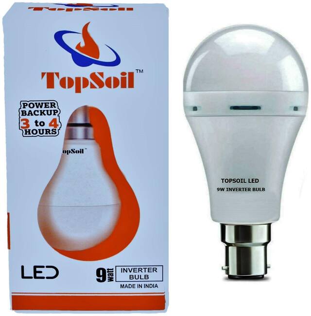 TopSoil Rechargeable Inverter AC DC Emergency LED Bulb 9 Watt Cool Day Light (Power Backup up to 3 Hours Chargeable Light) Pack of 1