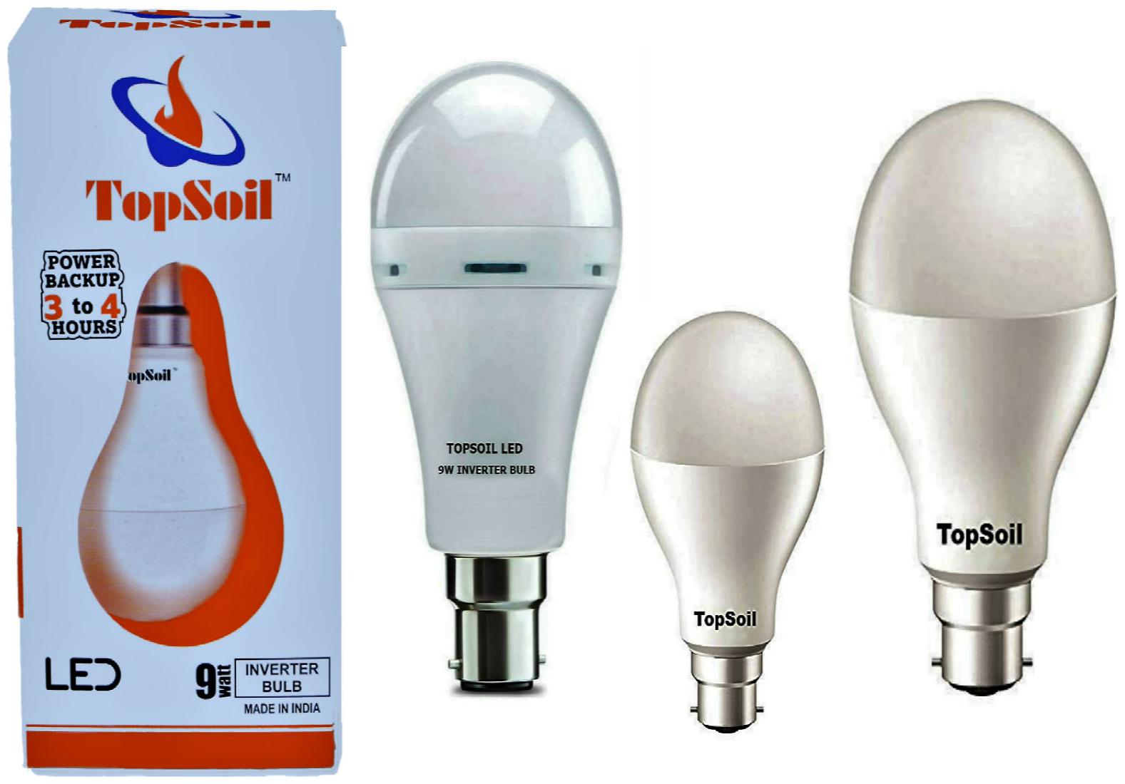 

TopSoil Rechargeable Emergency LED Bulb 9-W Power Backup Upto 4 hr With TopSoil Normal 15 W and Normal 9 W LED bulb