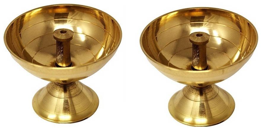 

Total Solution Brass Akhand Diya Golden Set Of 2