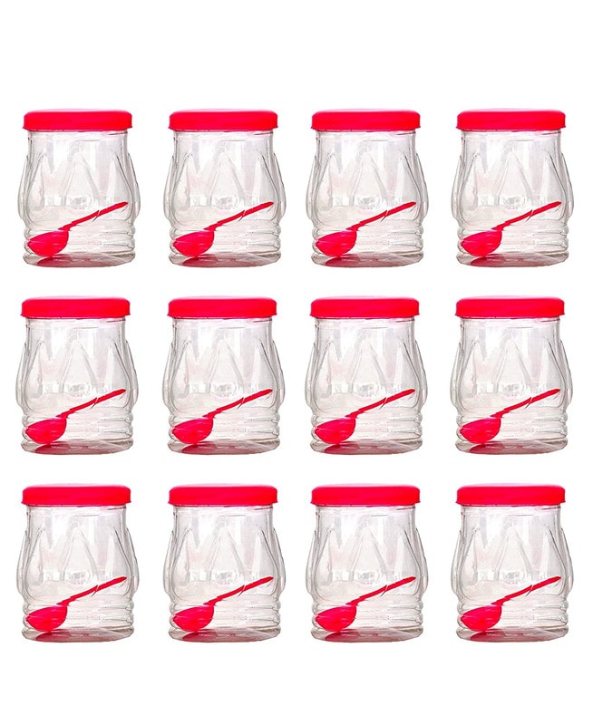 

Total Solution 12 Pcs Tea Coffee And Sugar Plastic Box Dabba Jars Containers Set Of 12 With Spoons (500 Ml)
