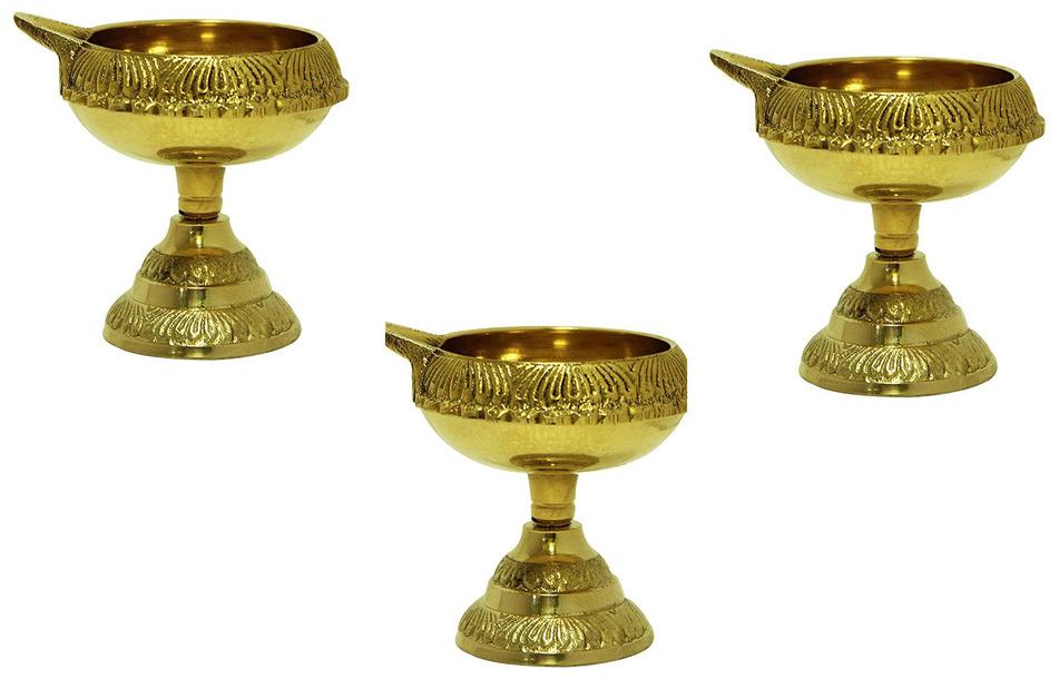 

Total Solution Brass Akhand Diya Golden Set Of 3