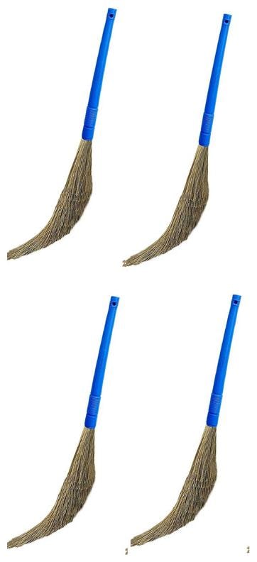 

Total Solution Plastic Broom Stick For Home Cleaning Soft Synthetic Bristles Like Natural Grass Leaves No Dust On Floor Lasts Long Than Traditional Jharu Pack of of 4