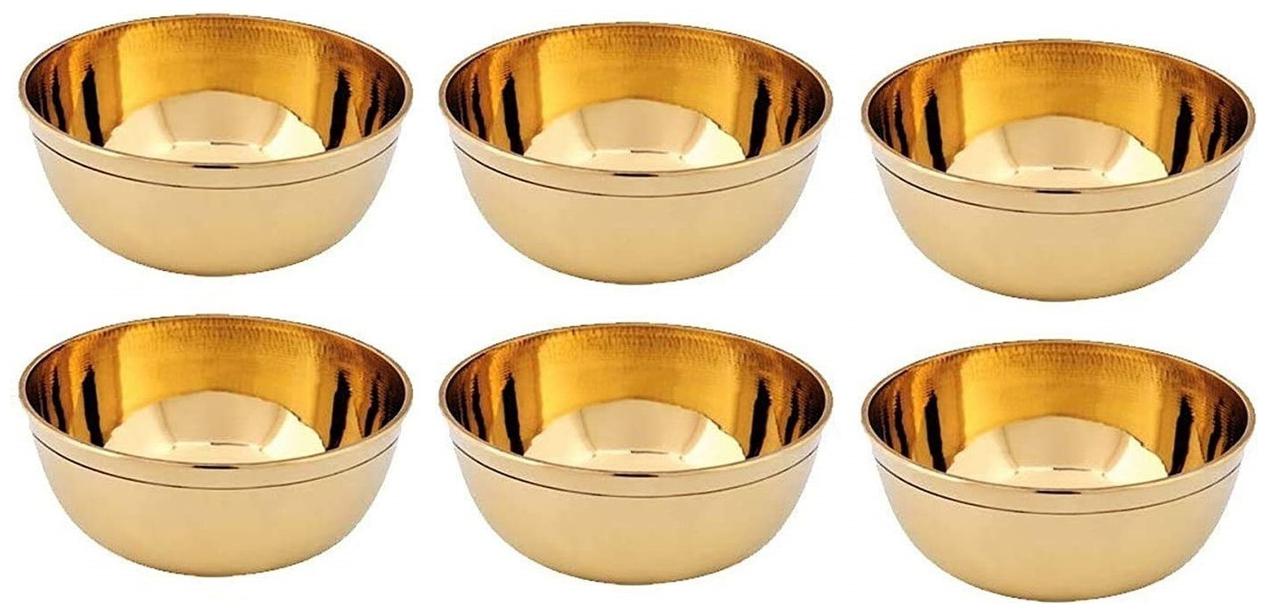 

Total Solution Brass Aarti Katori Golden Set Of 6