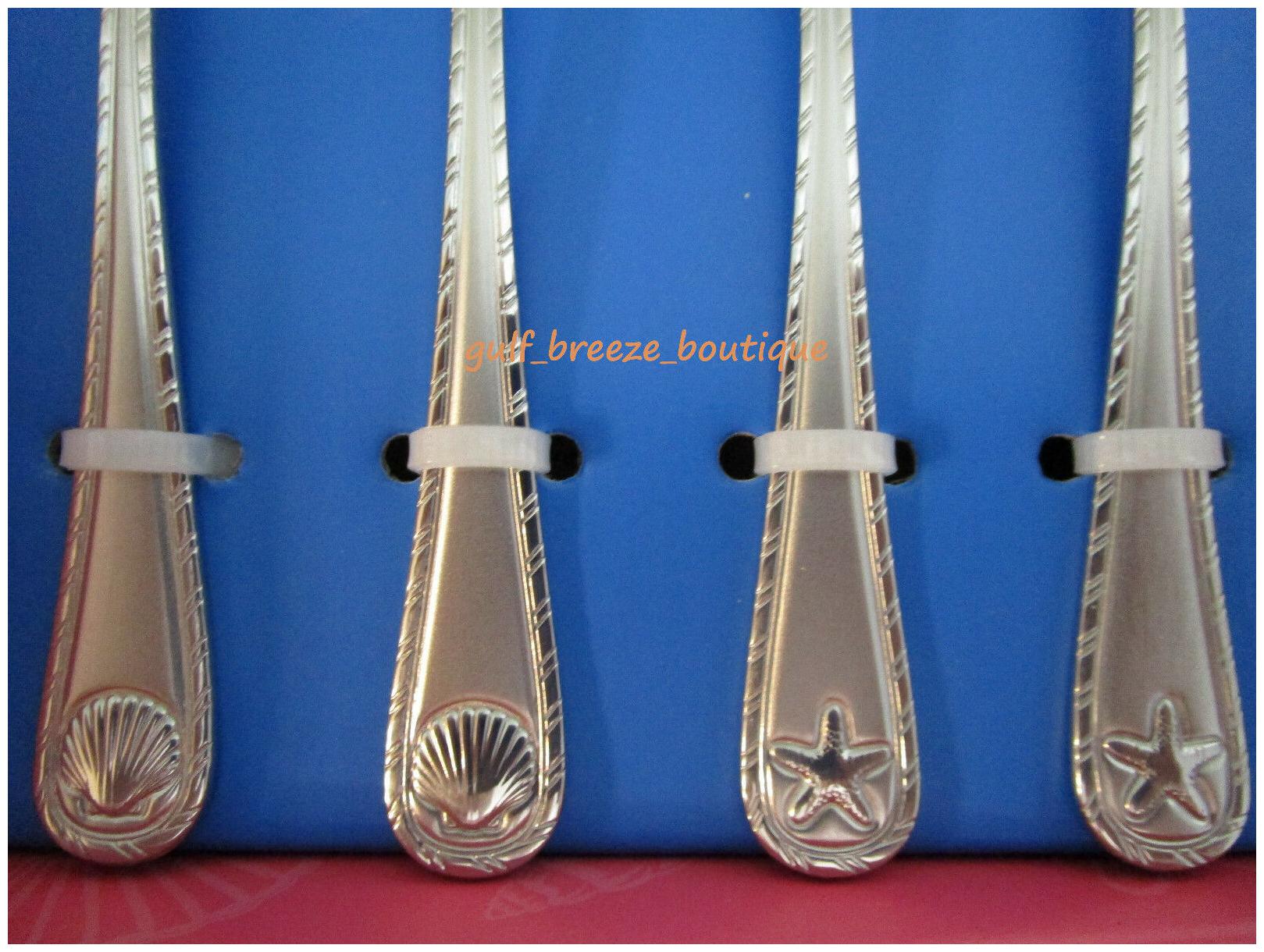 

Towle Stainless Steel Coastal Starfish Seashell Cocktail Forks (4) New In Box