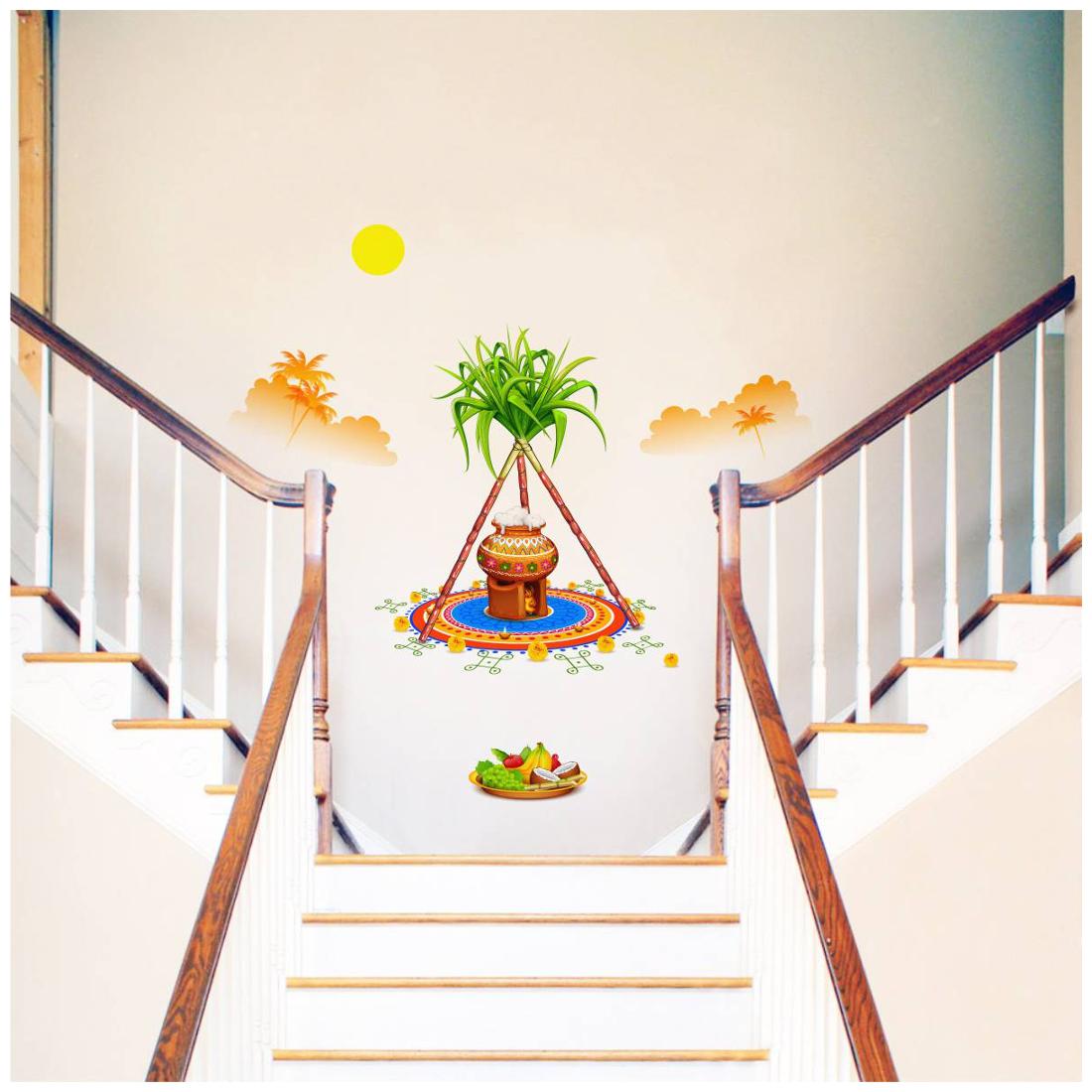 

Rawpockets Wall Stickers Traditional Pongal Sankranti Celebrations Decorative
