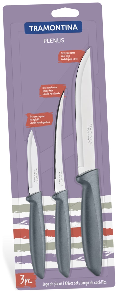 

Tramontina Stainless Steel Kitchen Knife Set 3-pcs Grey