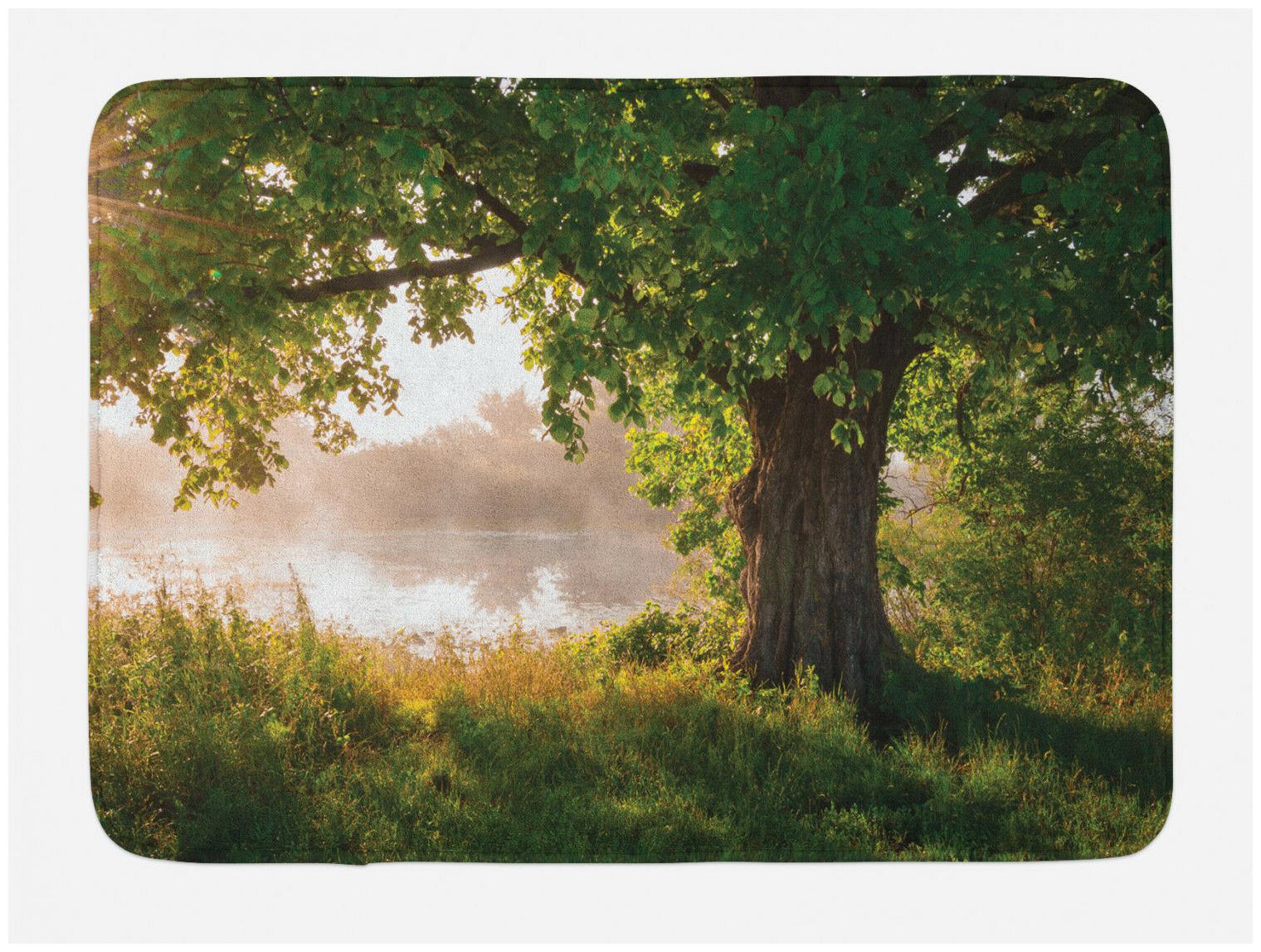 

Tree Bath Mat Stream Mystic Foggy Scene Non-Slip Plush Mat 29 5 X 17 5 Inches