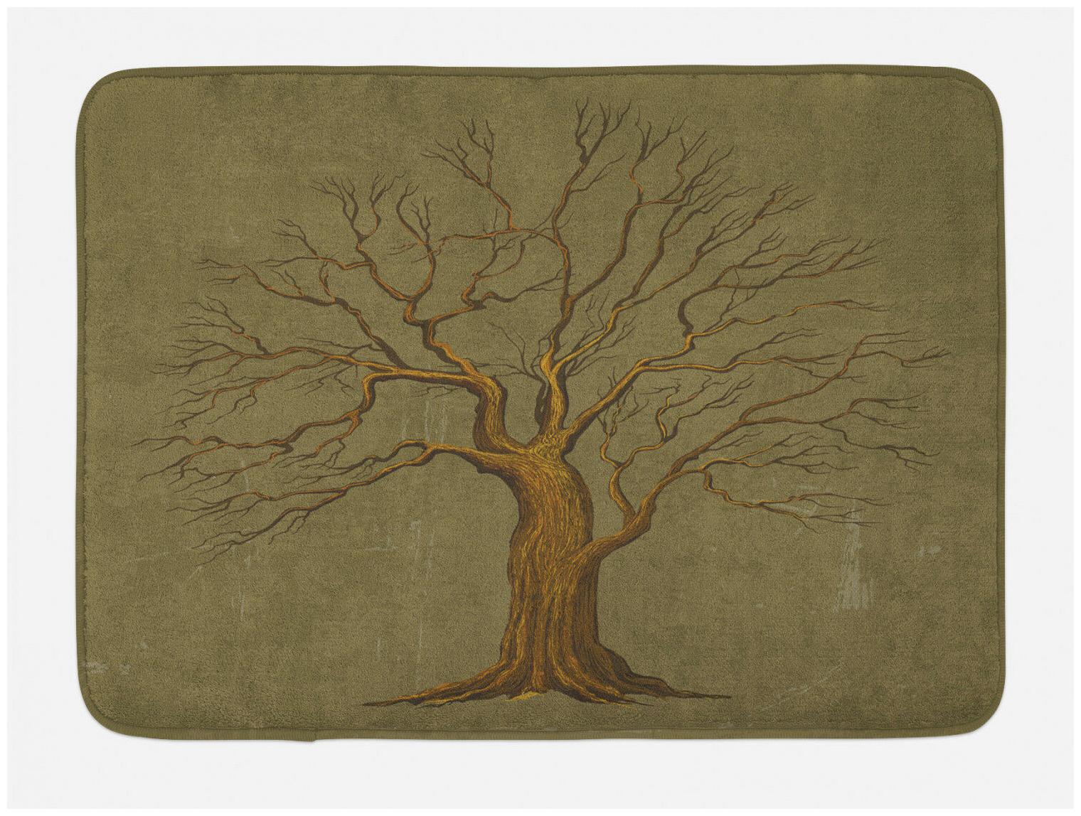 

Tree Bath Mat Old Paper Effect Vintage Non-Slip Plush Mat 29 5 X 17 5 Inches