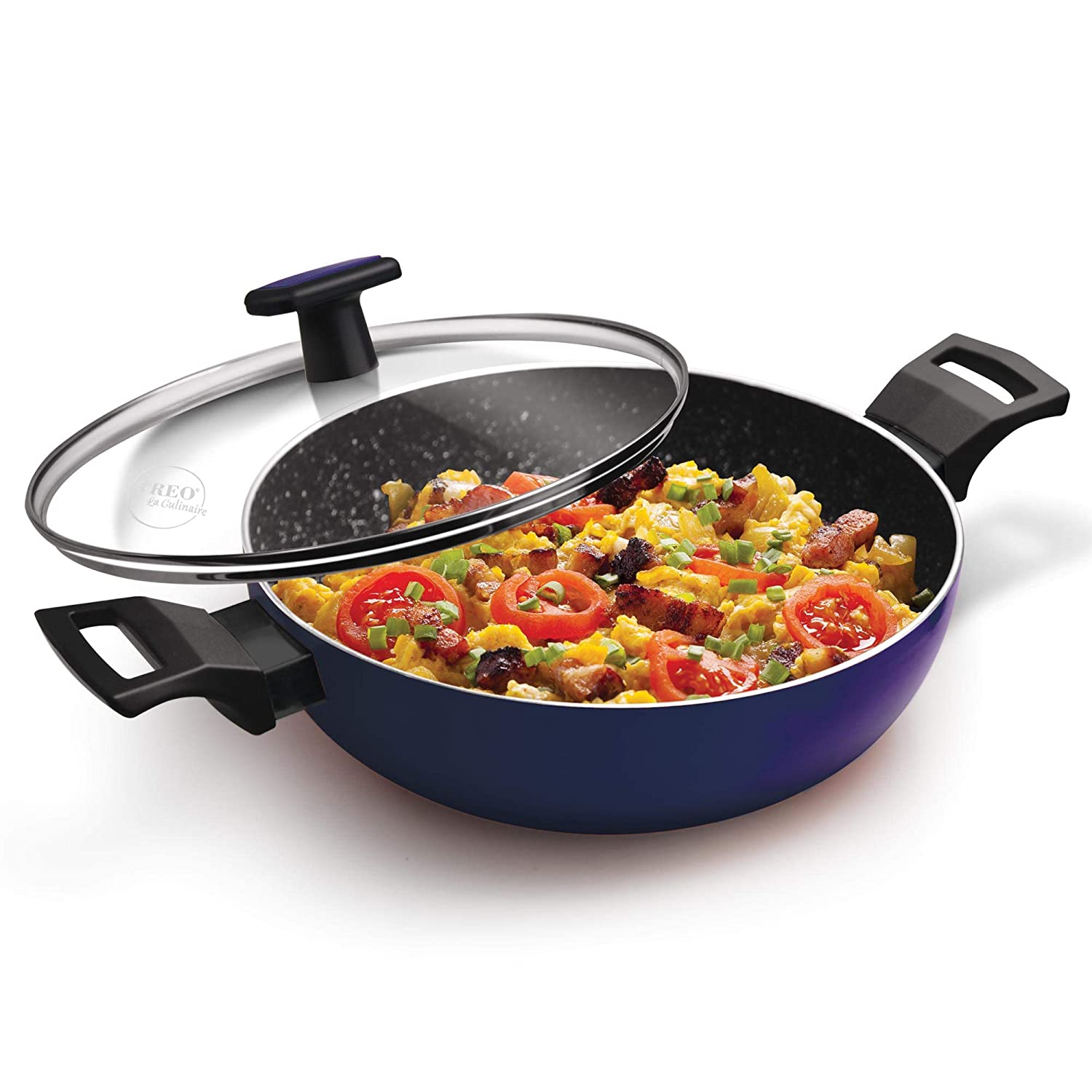 

Treo By Milton Granito Induction Kadhai With Lid 22 cm 2 1 Litre Blue