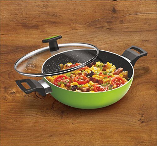 

Treo By Milton Granito Non Induction Kadhai With Lid 26 cm 3 4 Litre Green