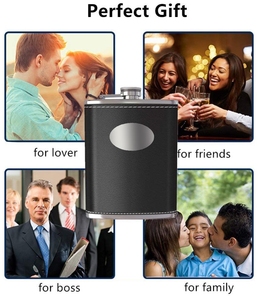 

Triangle Ant 1177 Black Hip Flask Alcoholic Drinks Wine Whiskey With Funnel - 236 ML Stainless Steel