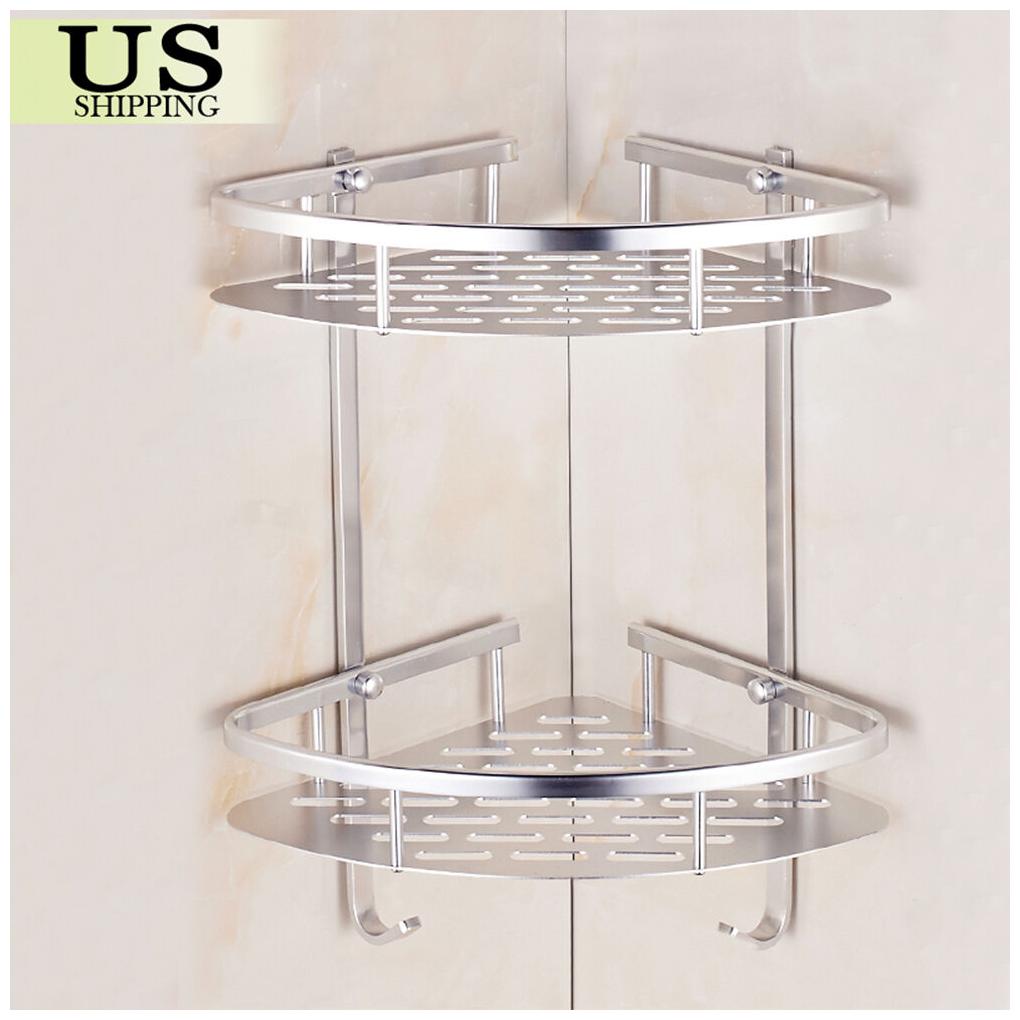 

Triangular Shower Caddy Shelf Bathroom Corner Bath Rack Storage Holder Organizer