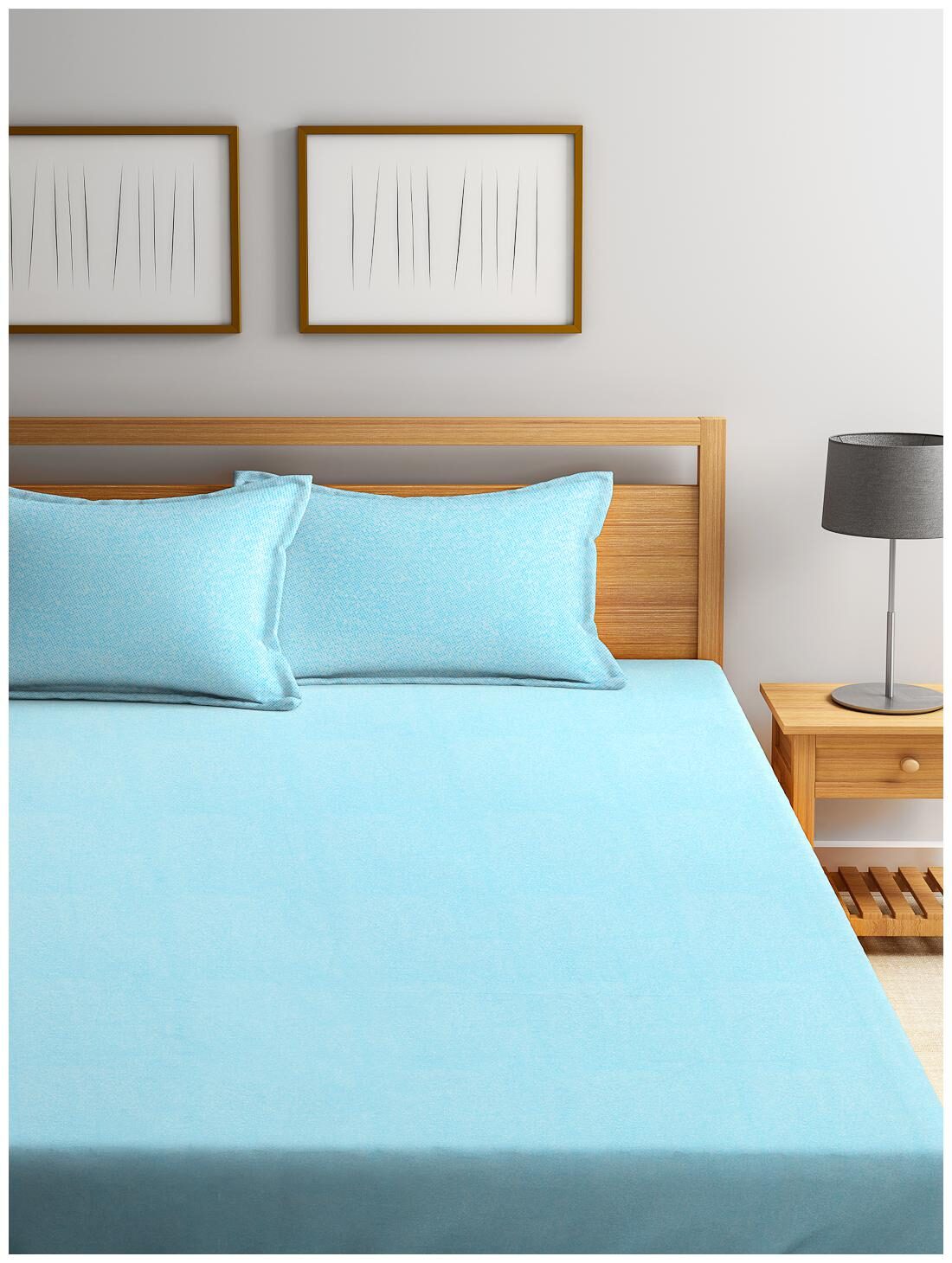 

Trident Cotton Solid Queen Size Bedsheet 144 TC ( 1 Bedsheet With 2 Pillow Covers Blue )