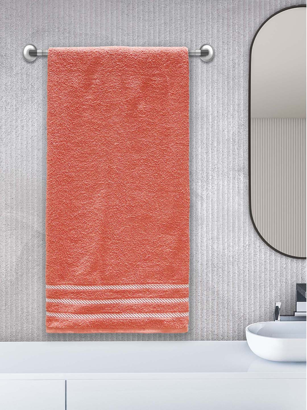 

Trident 380 GSM Cotton Bath towel ( 2 pieces Peach )