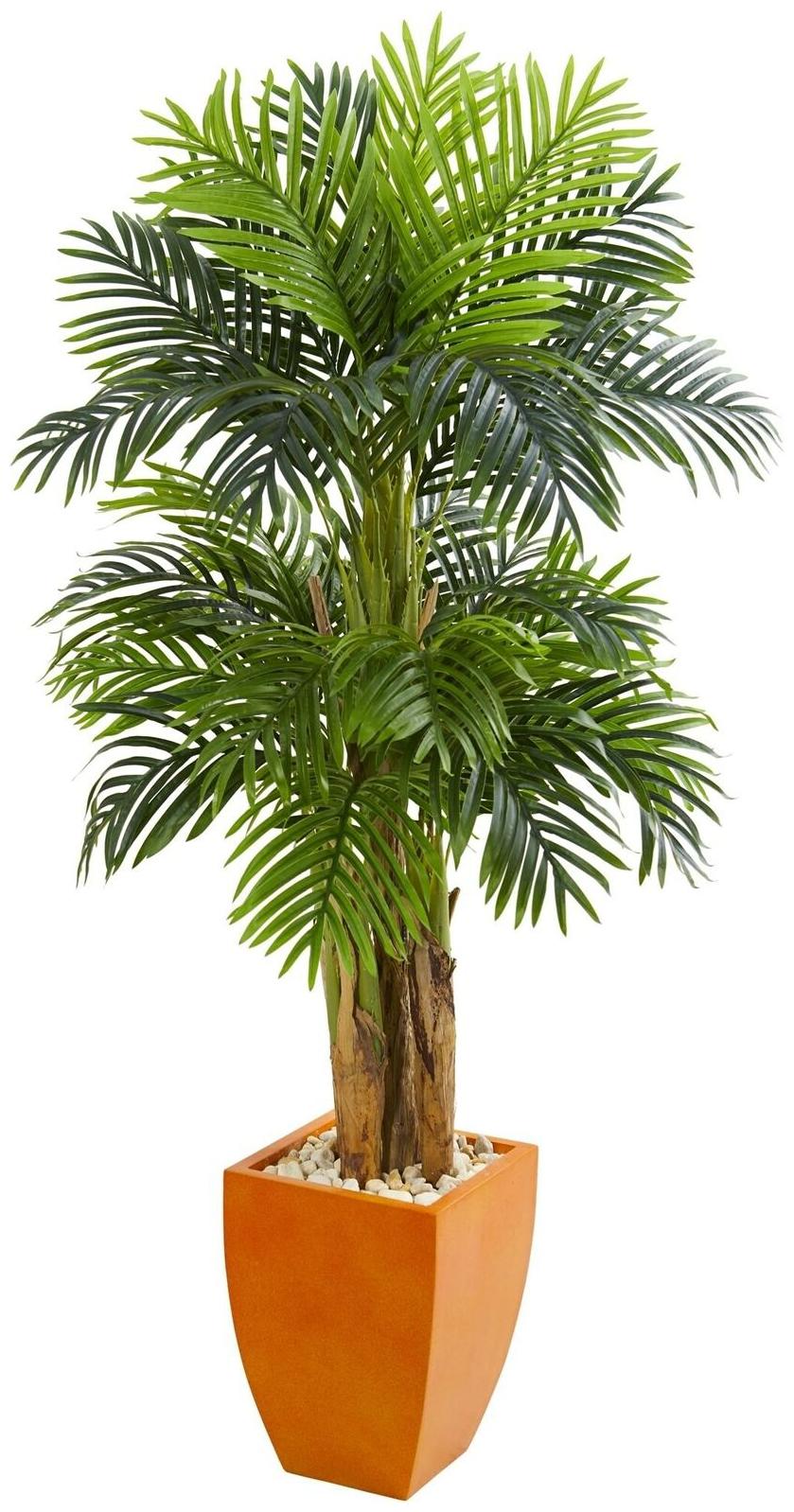 

Triple Areca Palm Artificial Tree in Orange Planter - h5 5 h5 5 ft w34 i