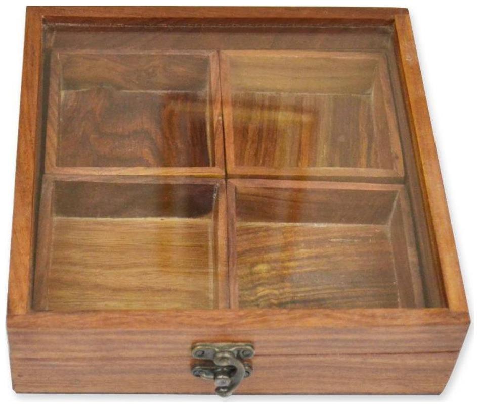 Triple S Handicrafts Spice Box 4 container 1 Piece Spice Set Wooden
