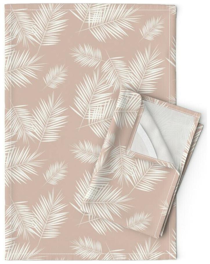 

Tropical Palms On Pink Palm Tree Linen Cotton Tea Towels by Roostery Set of 2