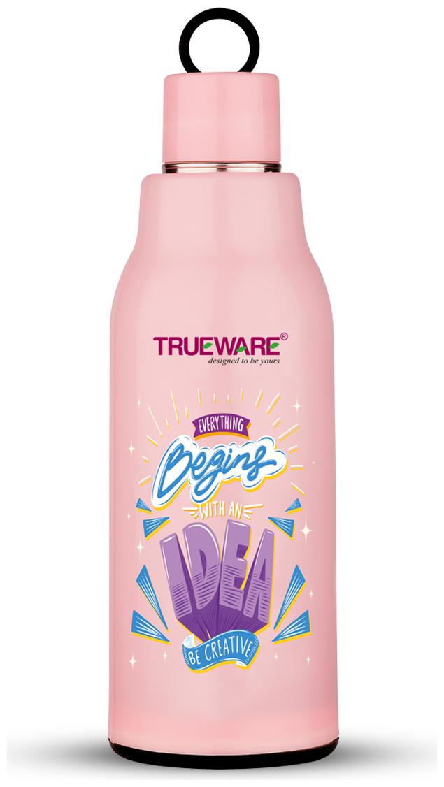

Trueware Plastic Pink Water Bottle ( 580 ml Set of 1 )