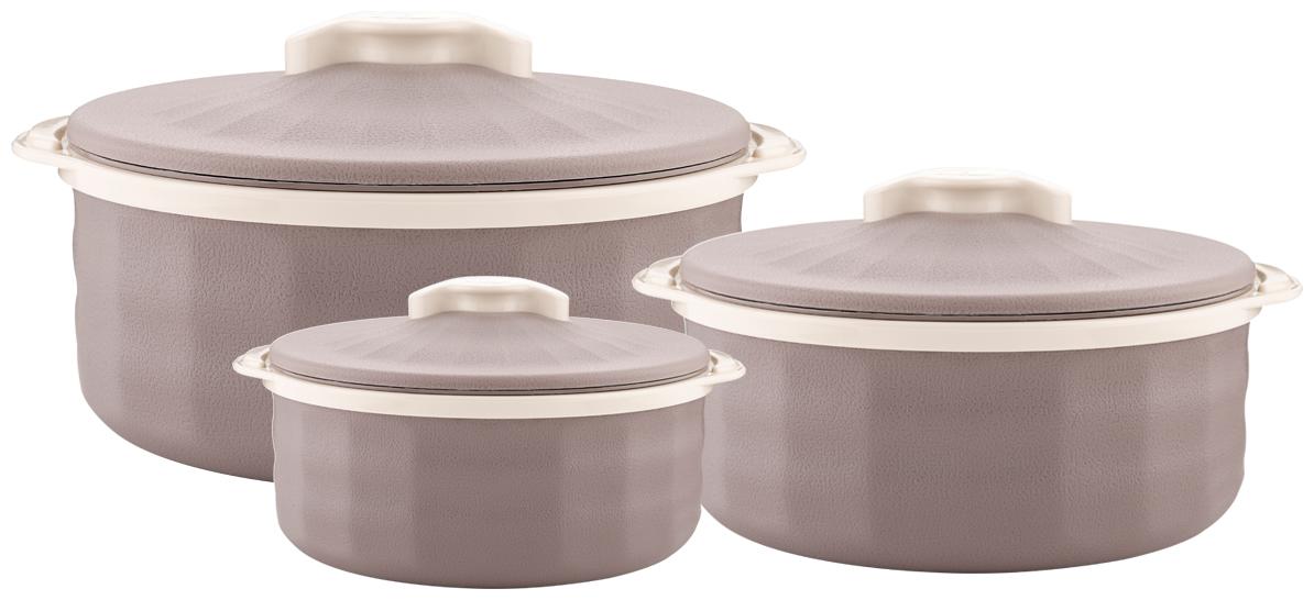 

Trueware Regal Serving Casserole Set of 3 (1000 1500 2000 ml) Brown Inner Stainless Steel