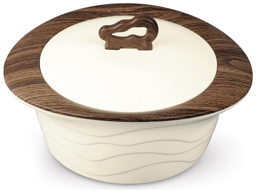 

Trueware Zinna Fusion Serving Casserole Set 1000 ml - Brown Inner Stainless Steel Casserole With Wooden Finish Top