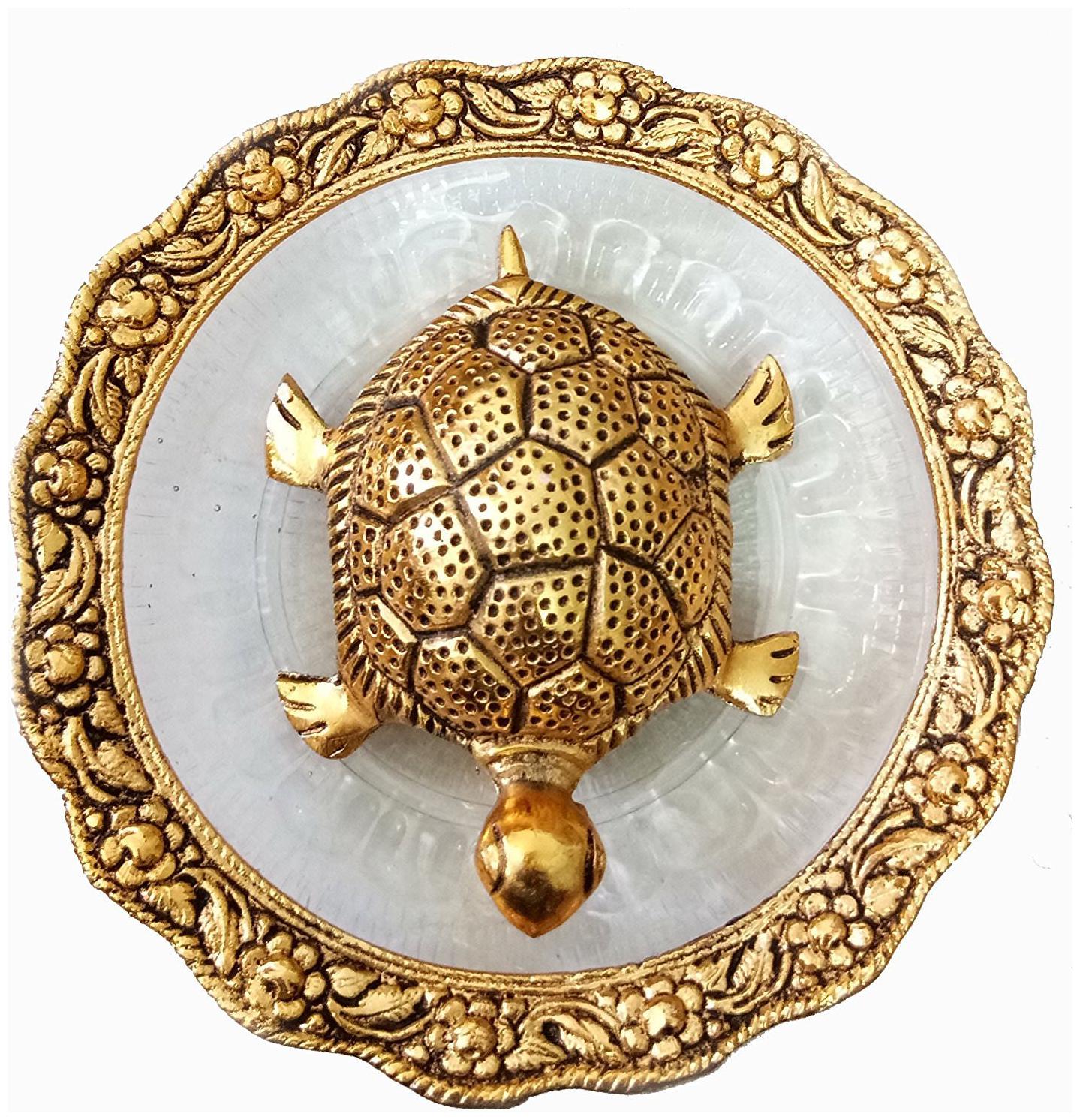 

Tryviz Tortoise for Good Luck on Glass Plate Showpiece - Turtle Tortoise for Feng Shui and Vastu - Best Gift for Career and Luck - Home Decoration (2 cm)