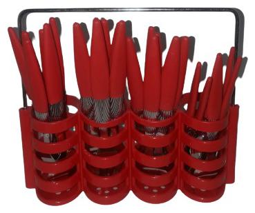 

TSP Cutlery Set for Dining Table with Stand 24 Piece Red Stainless Steel Cutlery Set