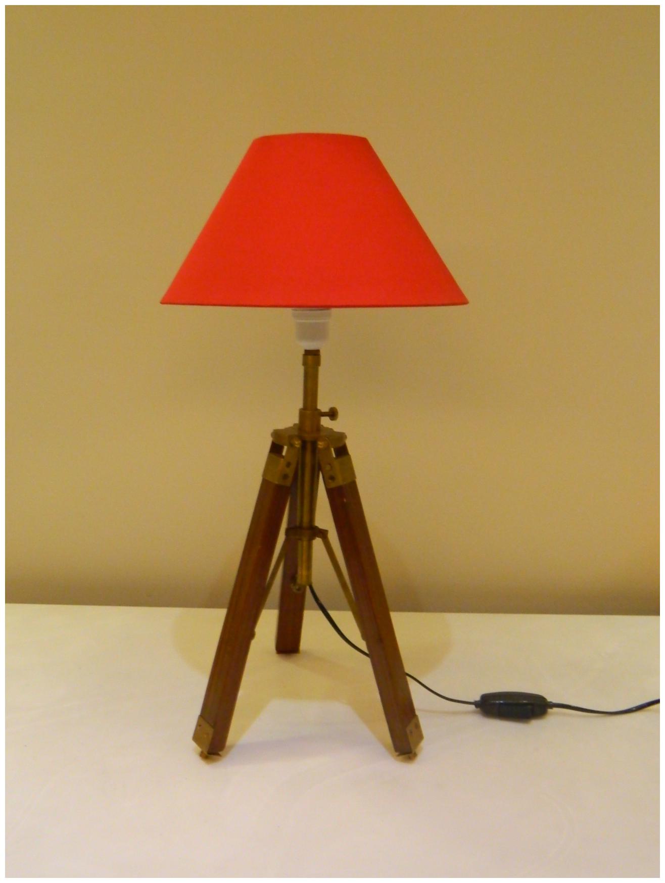

Tucasa Antique Brass Brown Mango Wood Tripod Table Lamp With Pyramid Shade